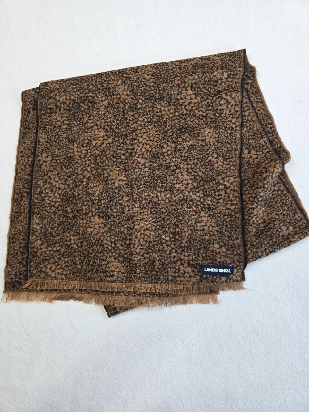 Lands End Animal Print Scarf Brown & Black Womens